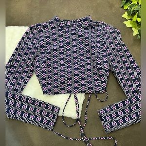 Zara Retro Long Sleeve Open Back Crop Top M